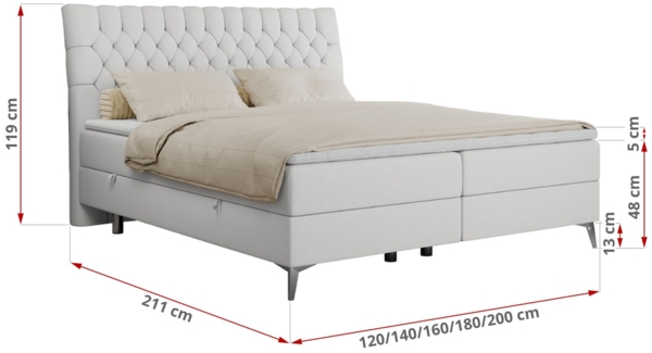 Boxspringbett mit 2 Bettkästen Matratze und Topper - MILEN - 120x200cm - Weiß Kunstleder - H4 Bild 5