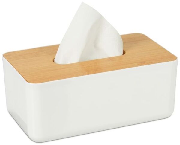 Relaxdays Tücherbox mit Bambus-Deckel