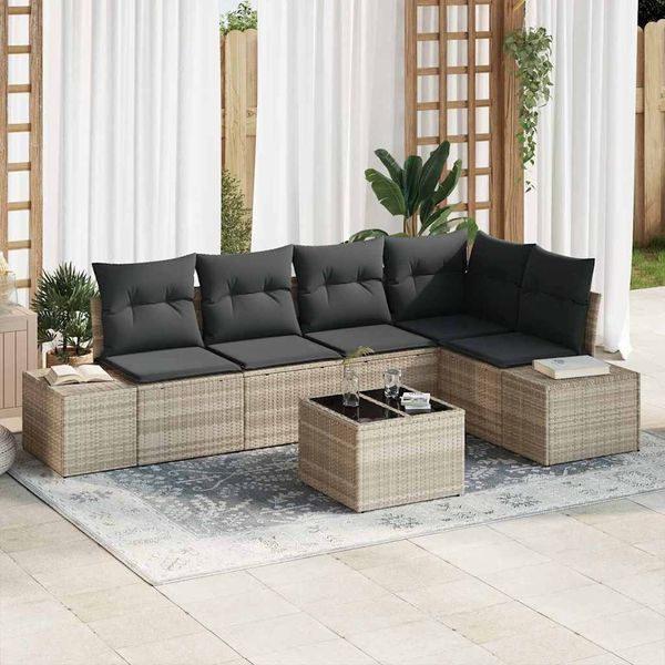 vidaXL Gartensofa-set 6 pcs Hellgrau Poly-Rattan 3347072