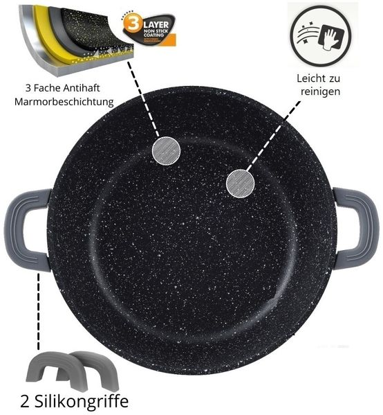 Aluguss Tajine Tagine Ø32cm Induktion Silikongriffe Gartopf Dampfgarer Bräter Hellbraun Bild 3