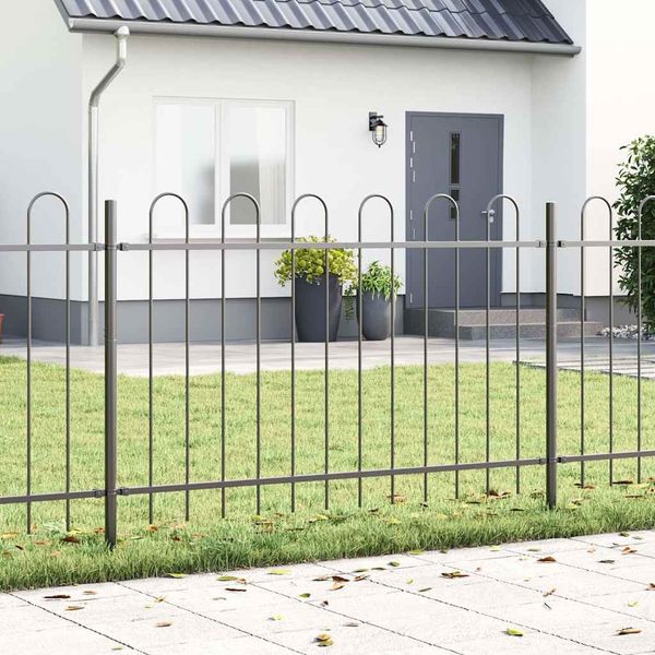 vidaXL Gartenzaun 6 pcs Grau 10,2x1,2 m Pulverbeschichteter Stahl 3334116