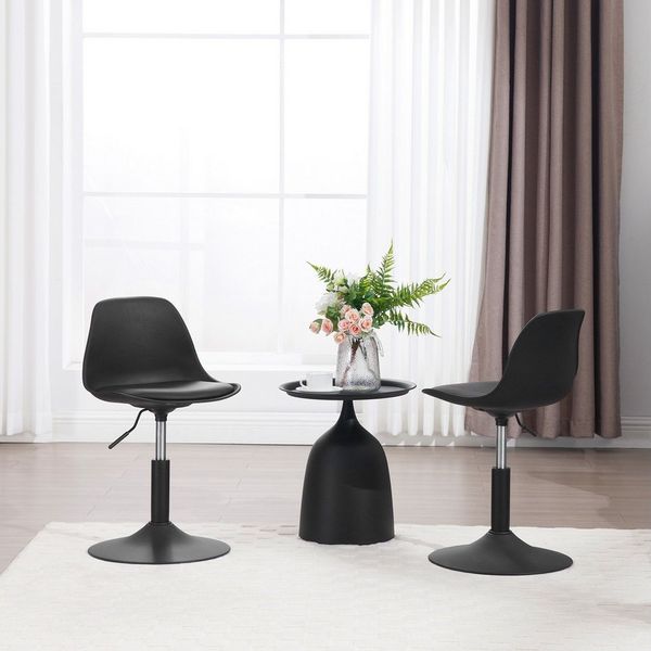 WOLTU 2er Set Verstellbarer Sitzhocker Stuhl Arbeitshocker Bürohocker Esszimmerstuhl Schminkhocker Homeoffice Kommerzieller Shop Mehrzweck PU Schwarz Sitz 39,5-50,5cm Hoch BH304sz-2