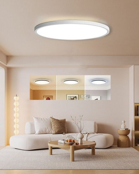 OYLCDI Deckenleuchten LED Deckenleuchte Ø37 cm rund, flache Deckenlampe dimmbar, LED fest integriert, mit 3 Lichtfarben 3000K-6000K, weiß, für Wohnzimmer Küche Flur Schlafzimmer
