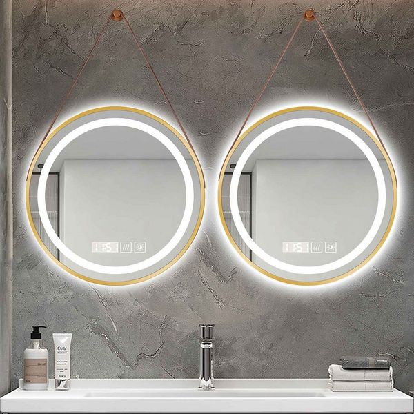 BBWL Wandspiegel LED Badezimmerspiegel rund 50/60/70 cm mit Antibeschlag, Touchschalter & 3 Lichtfarben 3000K–6000K, blendfrei