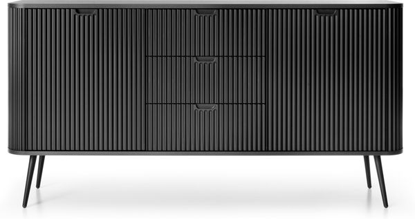 Selsey 'Zova' Sideboard 2-türig mit 3 Schubladen, schwarz, ca. 87 x 168 x 39 cm Bild 2