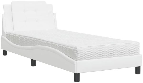 Einzelbettgestell Design für Erwachsene ohne Matratze Weiß 90x200 cm Kunstleder d5149e