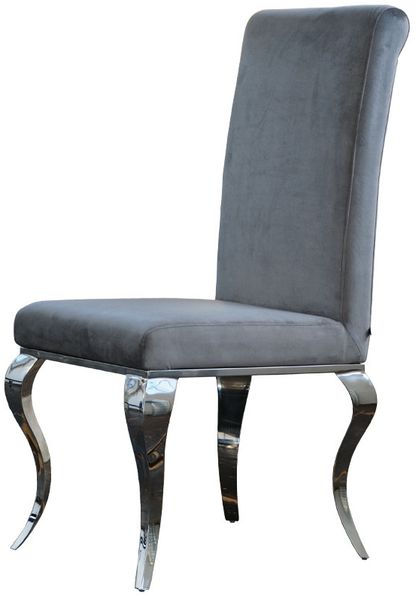 KAWOLA Stuhl LEIA Esszimmerstuhl Barock Velvet grau 101 x 64 x 44 cm Bild 3