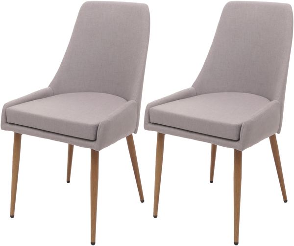 2er-Set Esszimmerstuhl HWC-O27, Küchenstuhl Polsterstuhl Stuhl, Stoff/Textil (280g/m²) Metall ~ hellgrau