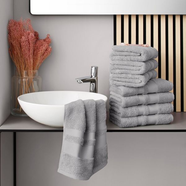 OTTO home Handtücher Vanessa, 8 Handtücher, 50x100cm, in Standard- und Premium-Qualität, Walkfrottee (Set, 8-St), Handtücher mit Bordüre, 100% Baumwolle, einfarbig, weich