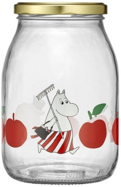 Muurla Vorratsdose Glas mit Schraubverschluss Moomin Apples (1L)