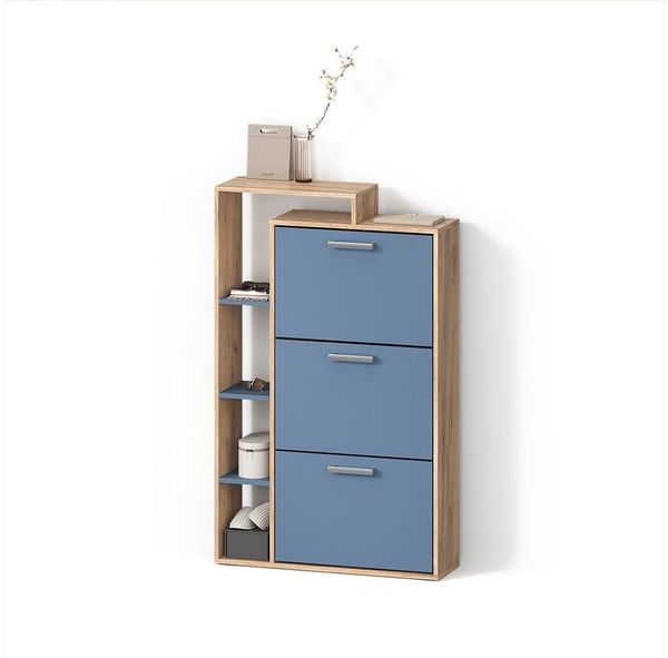 Livinity® Schuhkipper Ortello, Goldkraft Eiche/Blau/Goldkraft Eiche, 80 x 128.3 cm mit 3. (1 St)