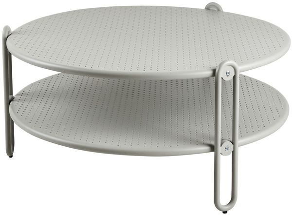 Gartencouchtisch Blixt aus Aluminium, modern und rund, hellgrau, Ø 85 cm, pflegeleicht