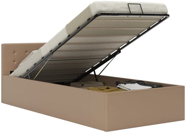 vidaXL Stauraumbett Hydraulisch Cappuccino-Braun Kunstleder 90×200 cm 285528