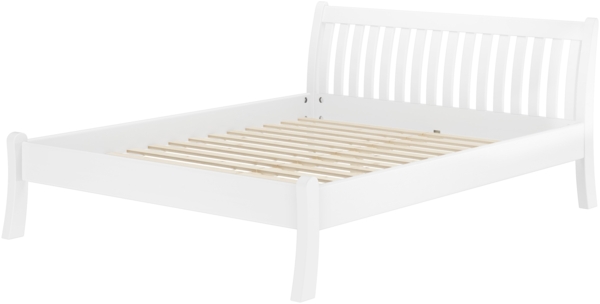 Gästebett Doppelbett Echtholzbett 160x200 hohe Sitzkante Kiefer massiv weiß V-60.61W-16Rollrost und Matratze inkl. Bild 2
