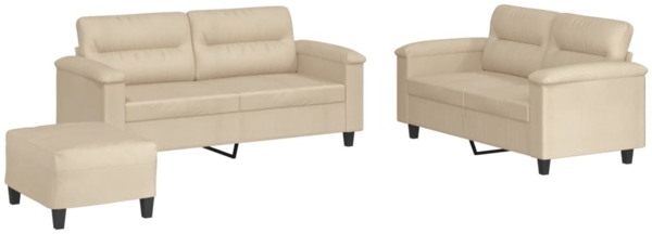 vidaXL 3-tlg. Sofagarnitur mit Kissen Creme Mikrofasergewebe 3202324 Bild 1