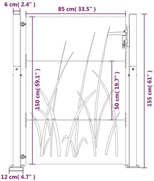 vidaXL Gartentor 100x150 cm Cortenstahl Gras-Design 153229 Bild 9