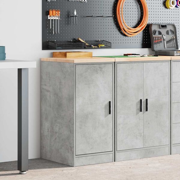vidaXL Garagen-Aufbewahrungsschrank Betongrau Massivholz Kiefer 860565