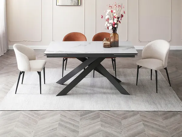 Vente-unique - COREMA Esstisch GlasKeramik GrauWeiß - B 90 cm x H 76 cm x L 200 cm240 cm160 cm