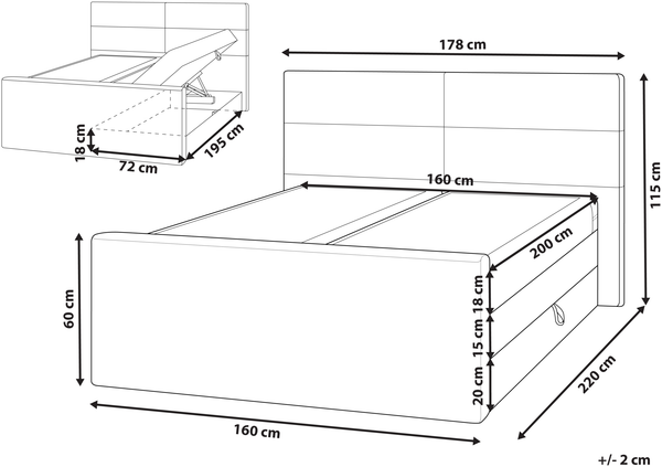 Boxspring Bett ARISTOCRAT 160 x 200 cm Stoff Hellgrau Bild 2
