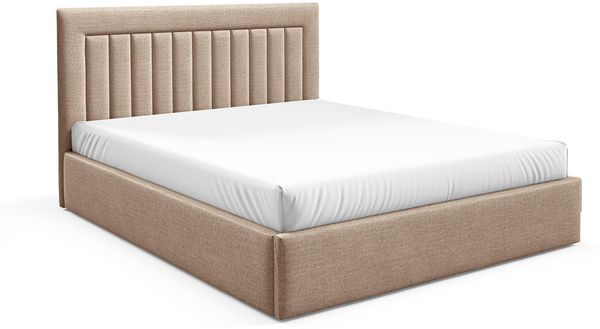 MEBLINI Polsterbett 180x200 mit Lattenrost und Matratze – BELORDI – Hellbraun Samt – Doppelbett mit Bettkasten - Stauraumbett - Kopfteil Bett mit Stauraum Bild 2