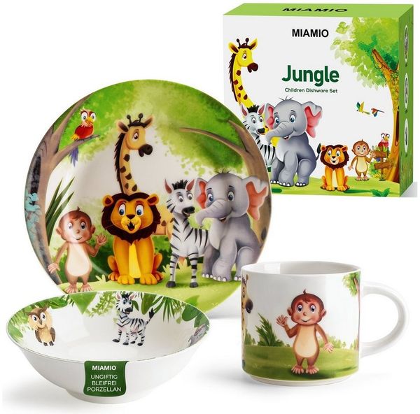 MiaMio Kindergeschirr-Set 3er-Set Kindergeschirr/Porzellan inkl. Teller, Schüssel und Tasse (3-tlg), 1 Personen, Porzellan