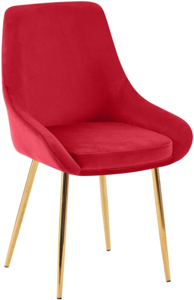 CLP Esszimmerstuhl Elmira Samtbezug gepolstert mit Rückenlehne,rot Metall gold