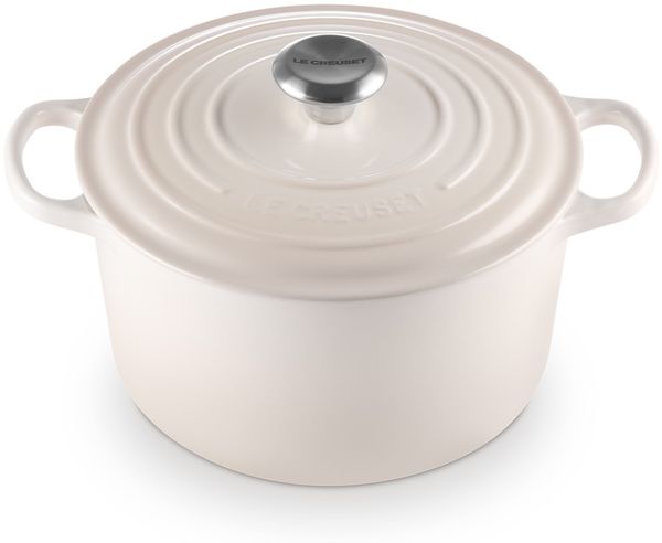 Le Creuset Bräter rund hoch 24 cm Meringue Gusseisen - 20 bis 24 cm - Creme/Beige