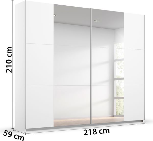 rauch Kleiderschrank; Schwebetürenschrank KRONACH, 2-türig, 2 Spiegeltüren, Alpinweiß, 218 x 210 x 59xcm Bild 4