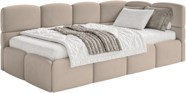 Selsey 'Cloudy' Jugendbett 90x200 mit Matratze, Kopfteil rechts, Beige