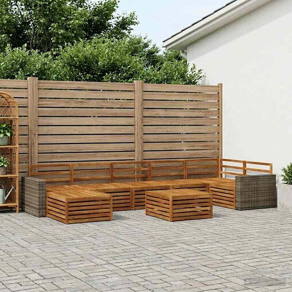 vidaXL Outdoor-Sofagarnitur 8 pcs Natur 3383667