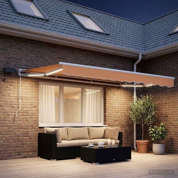 vidaXL Manueller Markisenrahmen mit LEDs Sand 3 x 2,5 m 3425905