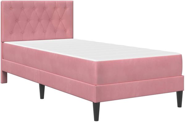 vidaXL Bettgestell mit Matratze mit Kopfteil Rosa 80 x 200 cm Samt 3415015 Bild 3
