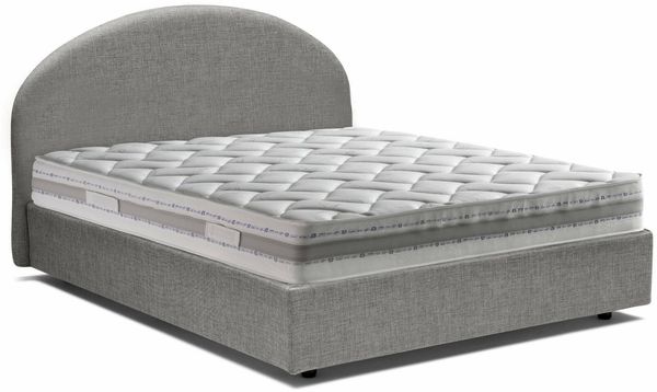 Dmora Melanite-Doppelbett, Bettkasten mit Stoffbezug, 100 % Made in Italy, Öffnung vorne, inklusive Matratze 160 x 200 cm, Grau