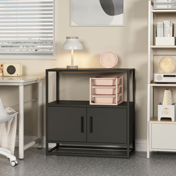 Aktenschrank Hailuoto 80x40x82 cm Stahl Schwarz [en. casa]