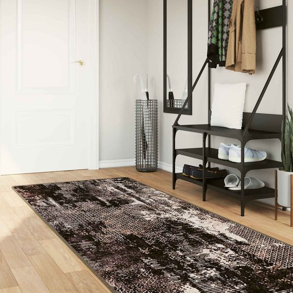 vidaXL Teppichläufer MARSA Schwarz 100x250 cm Polyester und PVC 42023383