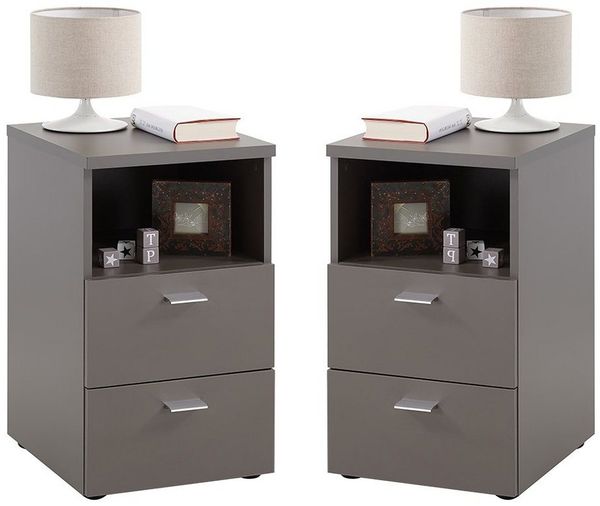 Lomadox Nachttisch CERNA-10, Nachtschrank Nachtkonsole, 2er Set, Lava / dunkelgrau, 35/61,5/39,9 cm