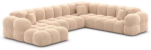 XXL Samtstoff Wohnlandschaft Monteverde - Samtstoff - beige - Links