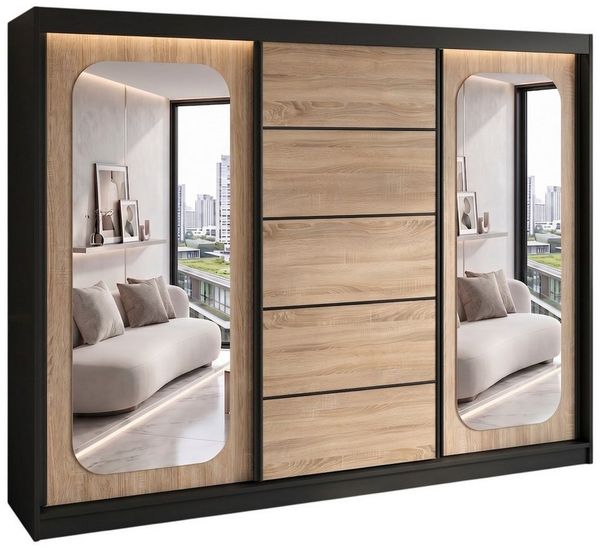 A&J MöbelLand GmbH Schiebetürenschrank BELANO – Moderner Kleiderschrank mit Schiebetüren (Die perfekte Kombination aus modernem Design, hoher Funktionalität und großzügigem Stauraum für Kleidung, Bettwäsche und Accessoires, erhältlich in verschiedenen ...