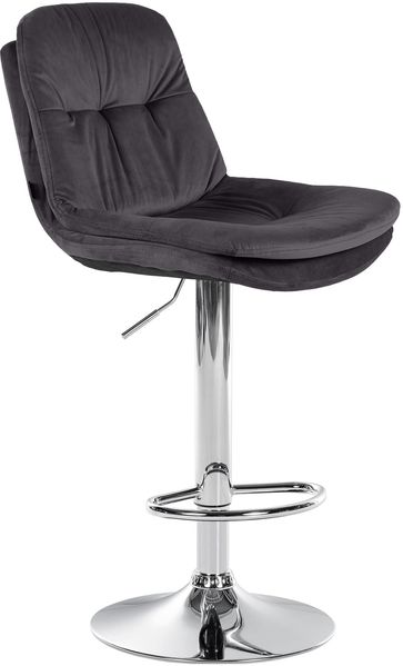 Barhocker MITUN - Samt Schwarz 46x54x94 cm Silber | Barstuhl Höhenverstellbar Mit Lehne Drehbar Tresenhocker Tresenstuhl Kneipenhocker Kneipenstuhl