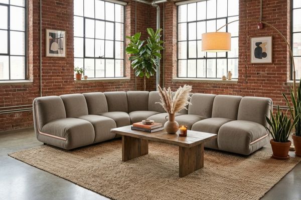 KAWOLA Modulsofa LAYLA Ecksofa 4 Module Velvet taupe 74 x 213 x 305 cm
