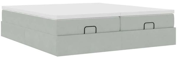 vidaXL Ottoman-Bett mit Matratzen Hellgrau 160x200 cm Samt 3311255 Bild 6