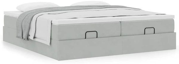 vidaXL Ottoman-Bett mit Matratzen Hellgrau 160x200 cm Samt 3311255 Bild 4