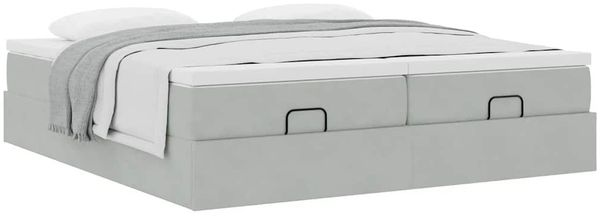 vidaXL Ottoman-Bett mit Matratzen Hellgrau 160x200 cm Samt 3311255 Bild 5