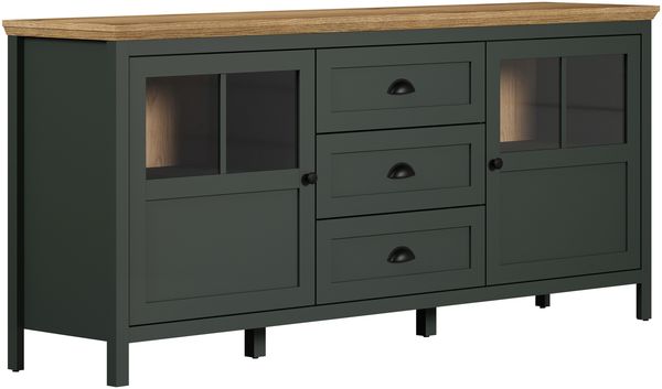 Kommode >Stanton< in Tannengrün / Eiche - 184x86x45cm (BxHxT)