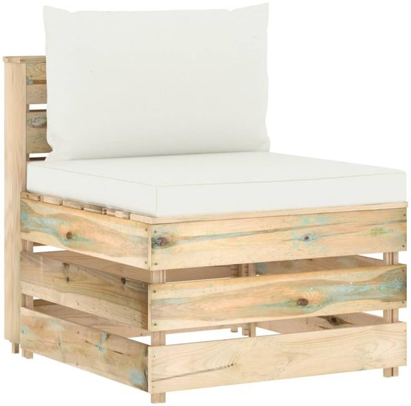 vidaXL Modulares Mittelsofa mit Kissen Grün Imprägniertes Holz 3074509