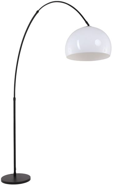 Steinhauer Bogenlampe Stresa 7268 Schwarz, Lampenschirm Kunststoff Weiß