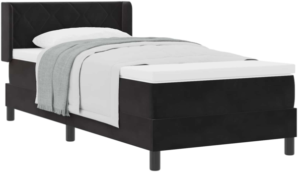 vidaXL Boxspringbett mit Matratze Schwarz 190 x 90 cm Polyester 3341500