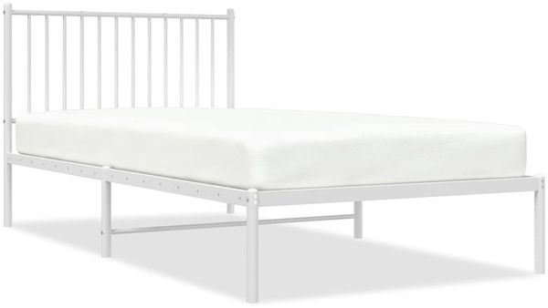 Einzelbettgestell Design für Erwachsene mit Kopfteil Metall Weiß 100x200 cm d2853e