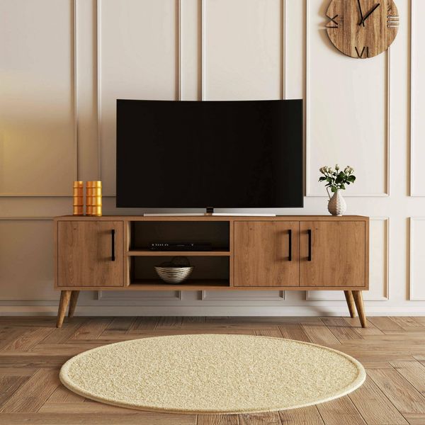 Dmora TV-Ständer Tiaki 150x34x52 cm Braun, 1 Regal, 2 Fächer