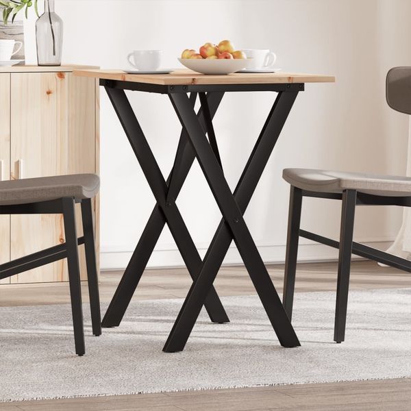 vidaXL Esstisch X-Gestell 80x50x75 cm Massivholz Kiefer und Stahl 3282694